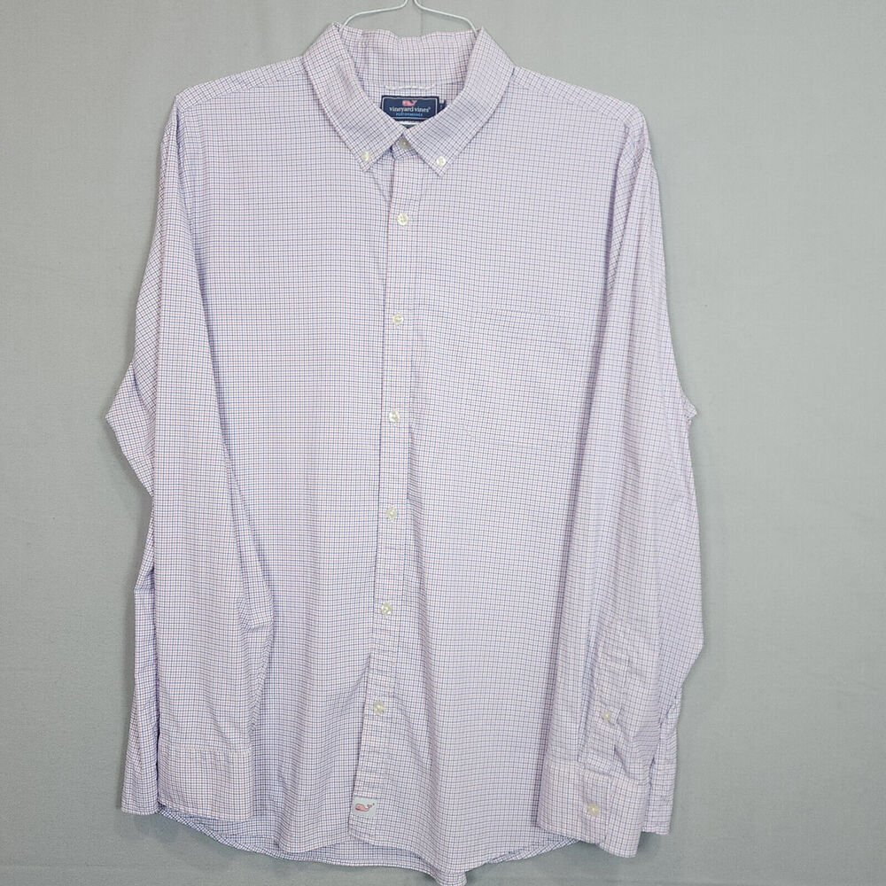 Vineyard Vines Men's Shirt Performance Slim Fit Murray Button Plaid‎ Sz 2XL